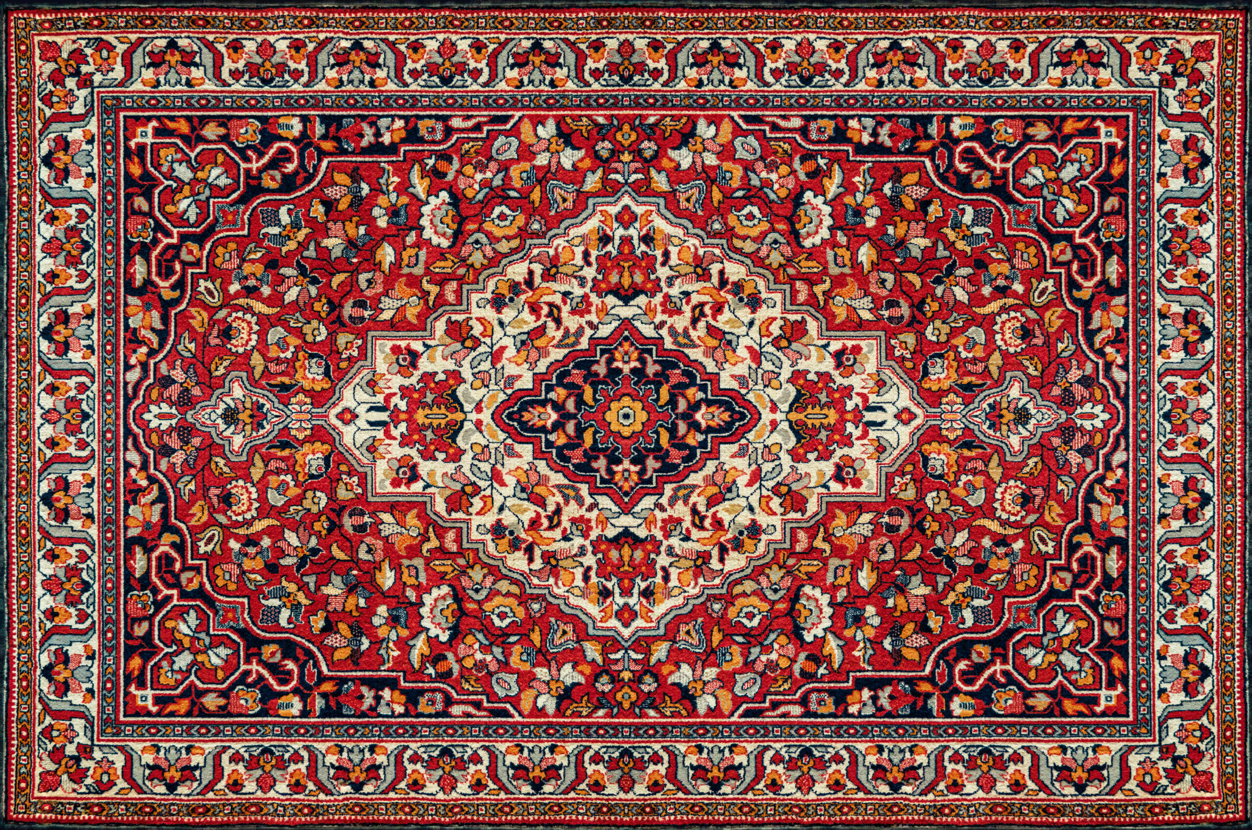 Antiker persischer Teppich, abstraktes Ornament